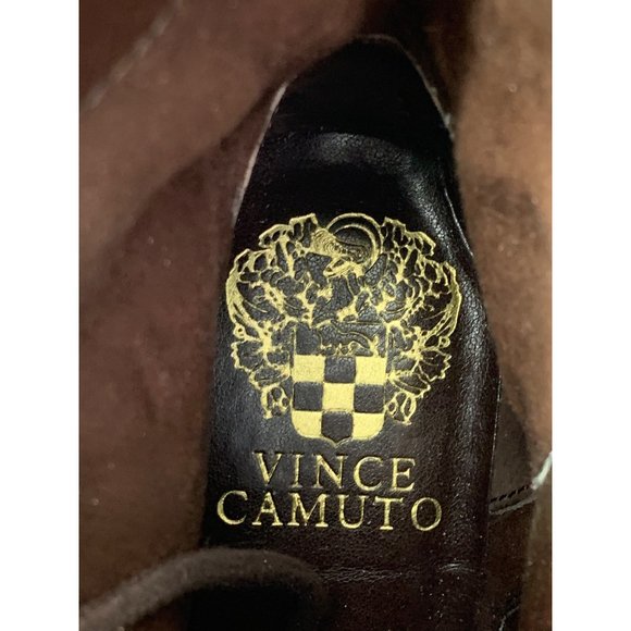 Womens Vince Camuto 6.5 Zip Leather Lace Up Booties Combat Brown Stud 6571 EUC - Picture 12 of 13